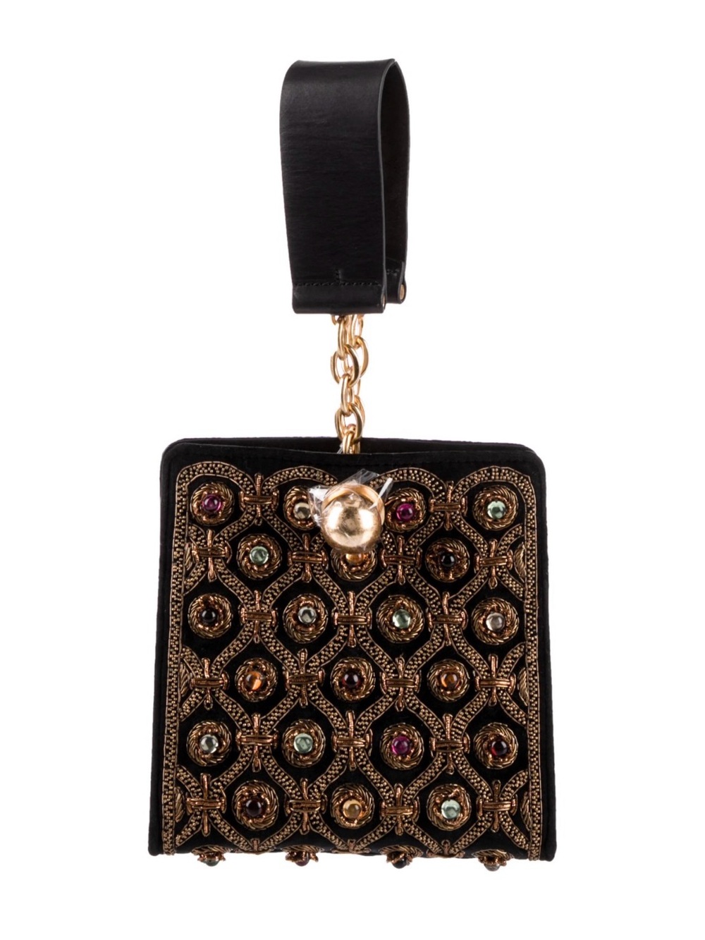 Tory Burch Darcy Cabochon Black Embellished Bag with Multicolor Gems